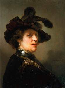Tronie’ of a Man with a Feathered Beret rembrandt